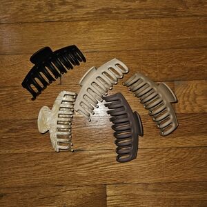 Stylish Hair Claw Clip Set - Black, Cream, Brown